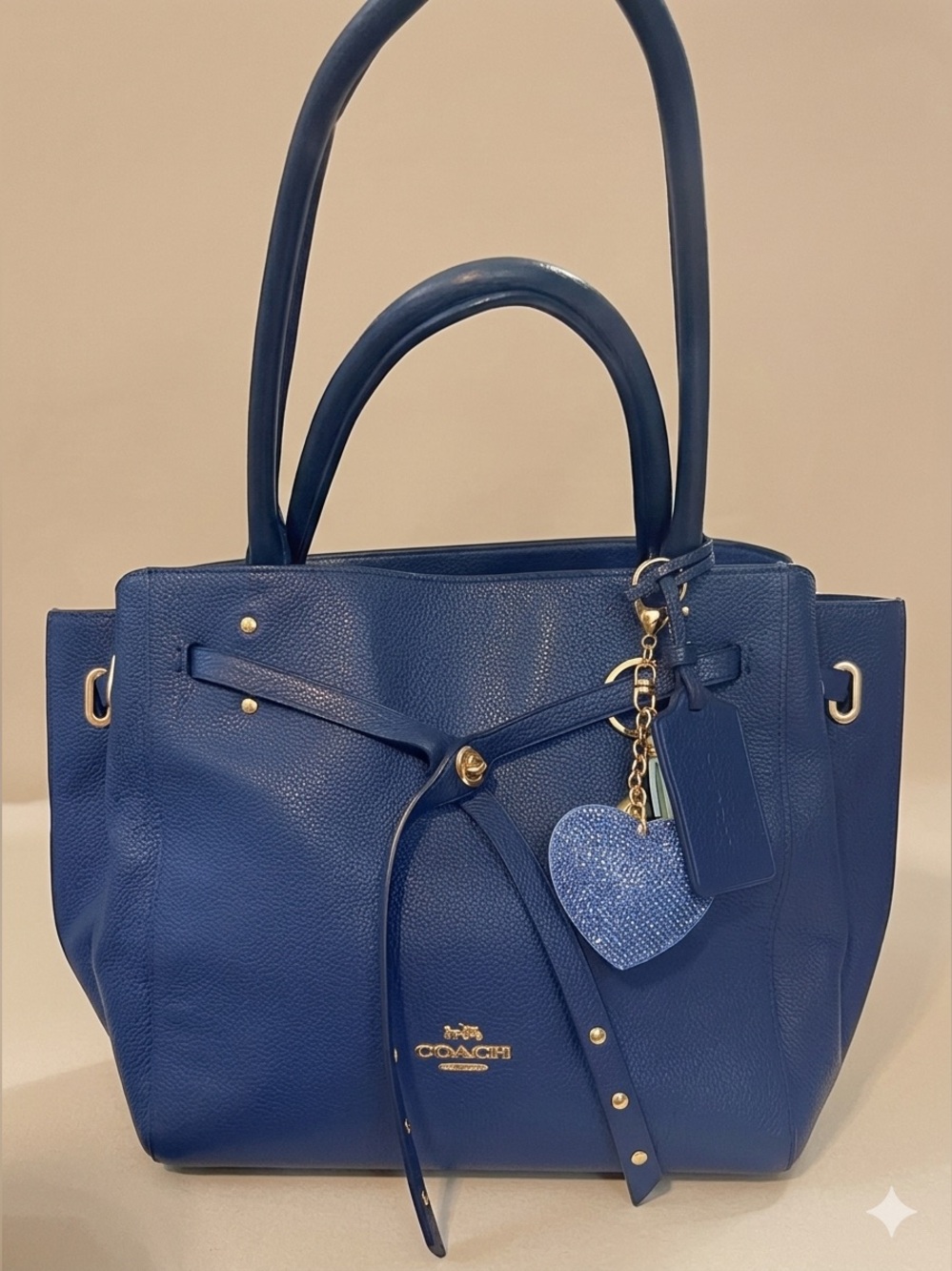 ✨ COACH Royal Blue Turnlock Tie Small Tote Handbag ✨